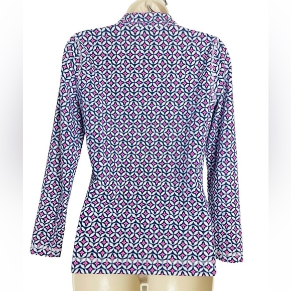 T by Talbots Full Zip Front Jacket Sweater Size P Multi Print Sporty Casual EUC - Picture 4 of 7